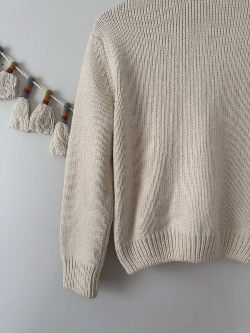 Faherty Cuddle Cardigan Raglan Sleeve Neutral Ivory Button Front Cottage Cozy M - Picture 8 of 10